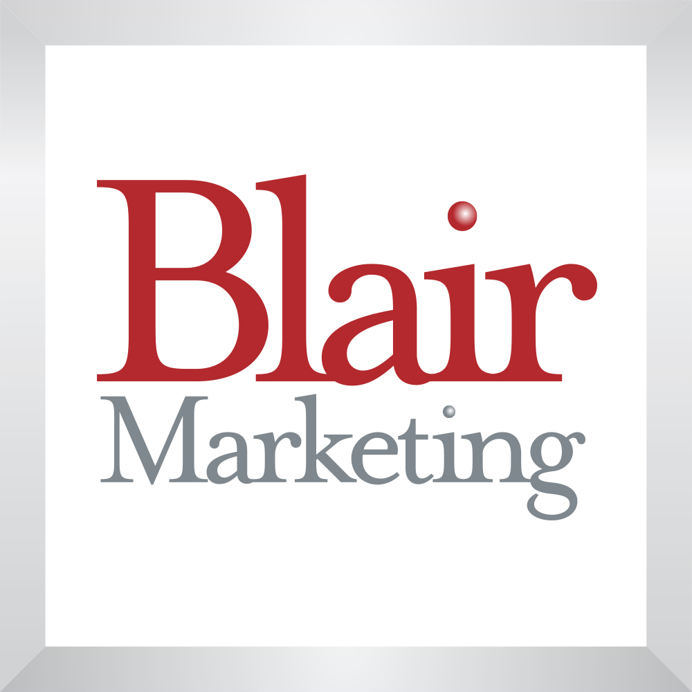 Blair Marketing Logo with Grey Borders and White Background